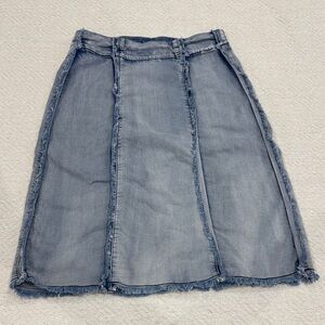 Ethyl Frayed Panel A-Line Denim Skirt in Light Blue Sz 4